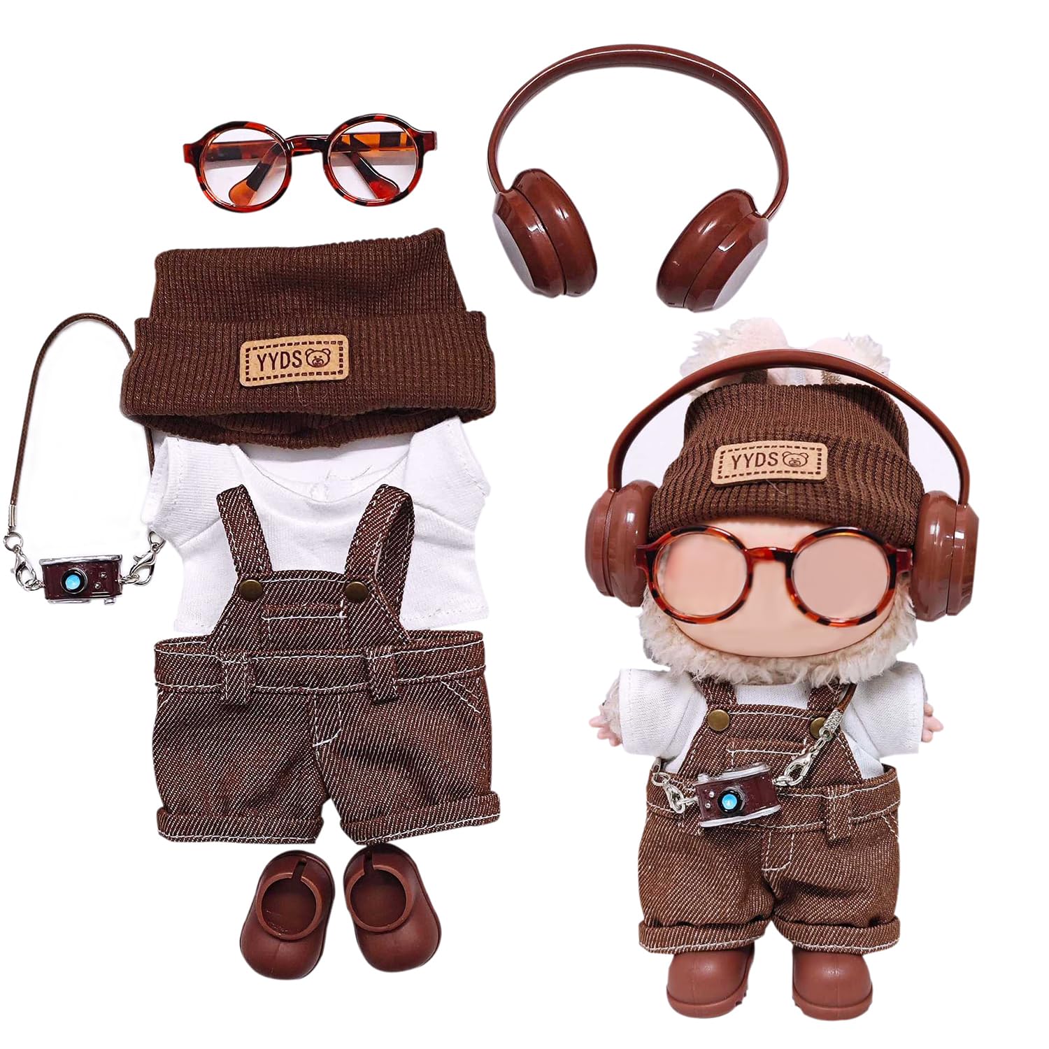Ropa Para Muñeca De 17 Cm – Conjunto De Vestido, Sombrero Y Bolsa Para Labubu, Compatible Con Muñecas De Peluche, Algodón Suave Y Duradero, Muñeca No Incluida