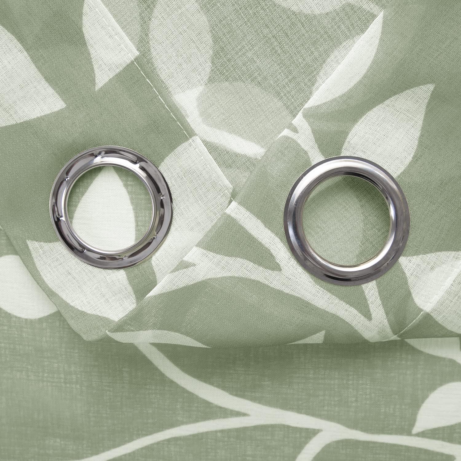 MRTREES Tende per Interni Moderne Verde Grigie Tende Trasparenti in Voile con Occhielli per Camera da Letto Soggiorno Salotto Eleganti Finestre Tenda con Stampa di Foglie 140x260 cm 2 Pezzi