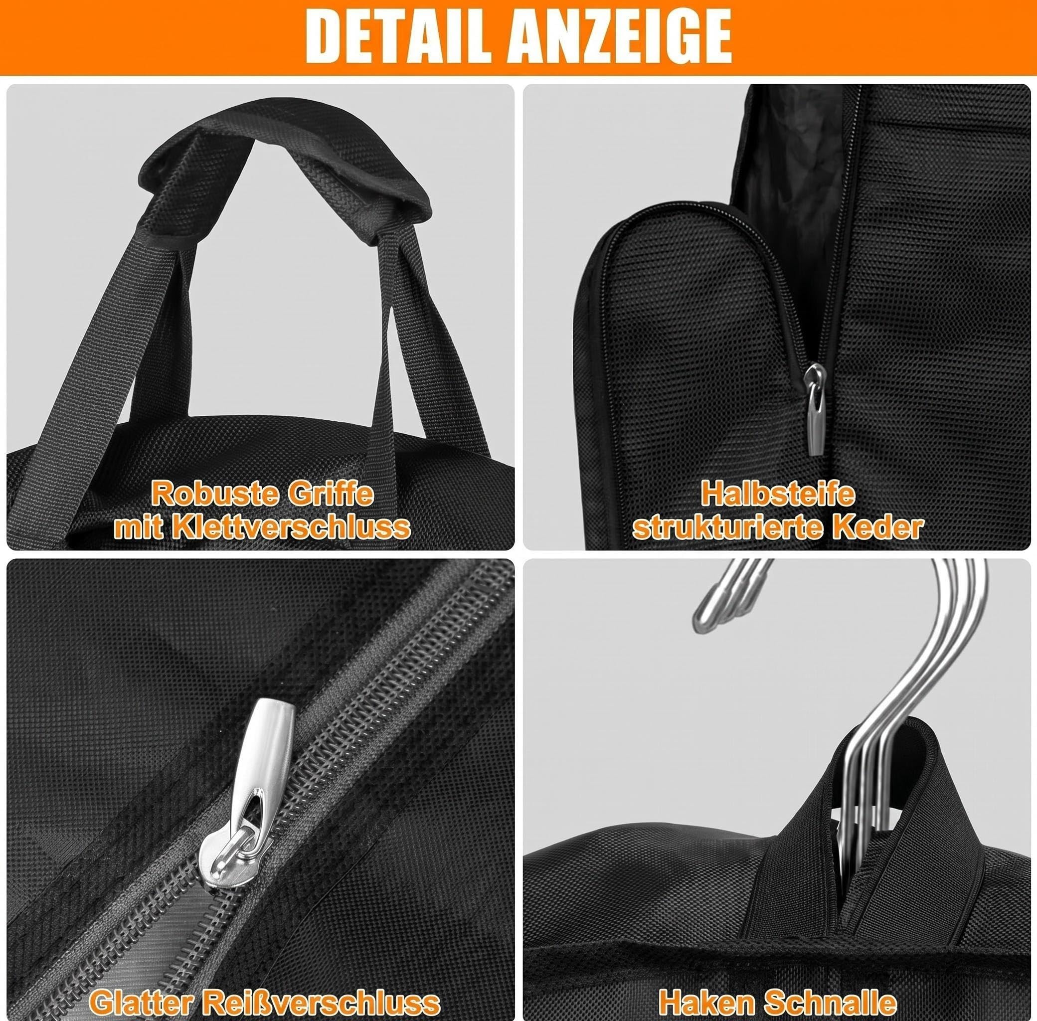 MISSLO 109 cm Kleidersack für Reisen, Wasserdicht Kleidersack Anzug für Damen und Herren, Anzugtasche mit Tragegriff, Faltbare Kleiderhülle Reisetasche Handgepäck für Anzüge und Hemden, Schwarz