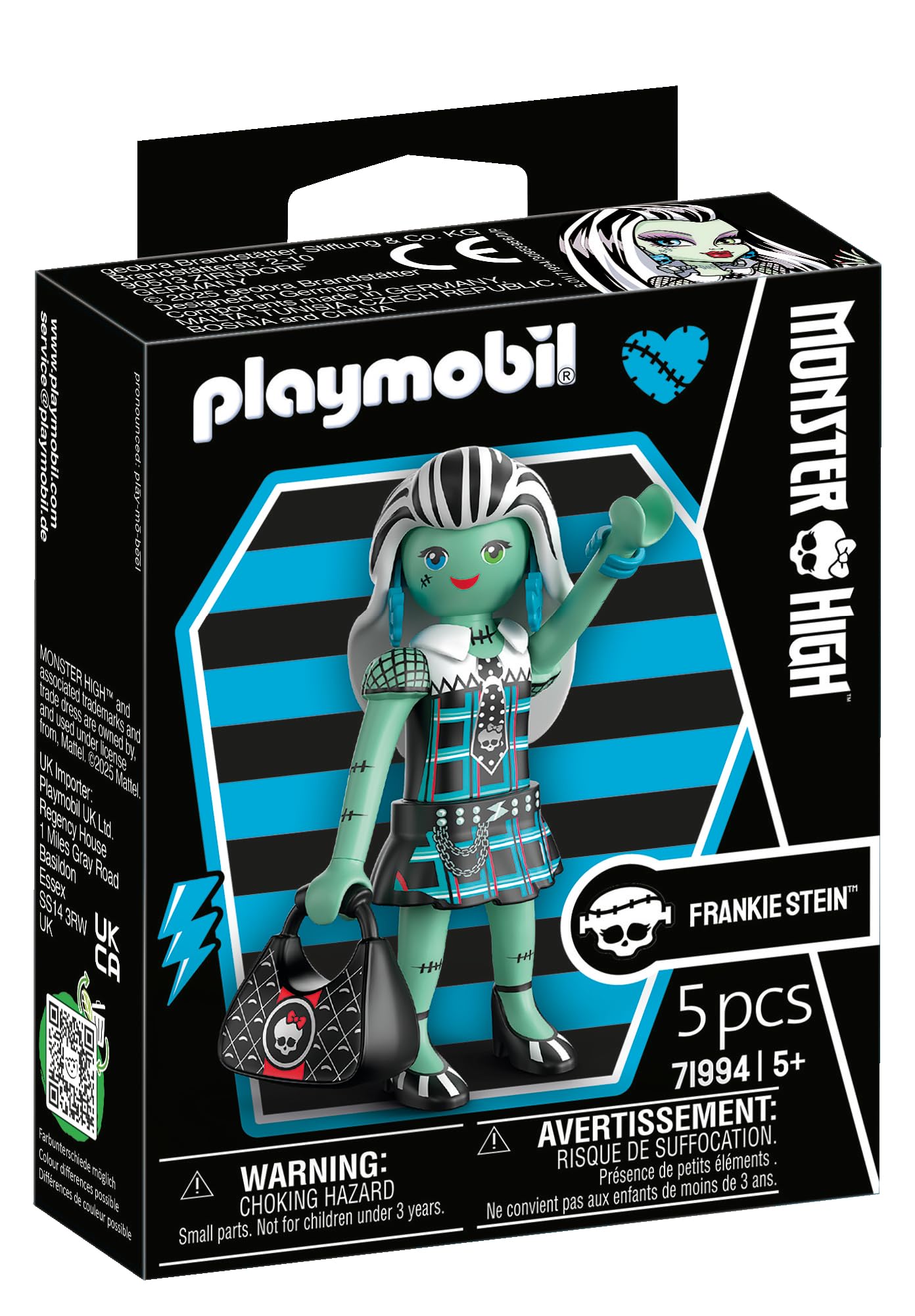 Playmobil, Monster High, Frankie Stein, Creative play figure set for Halloween parties and role-playing games