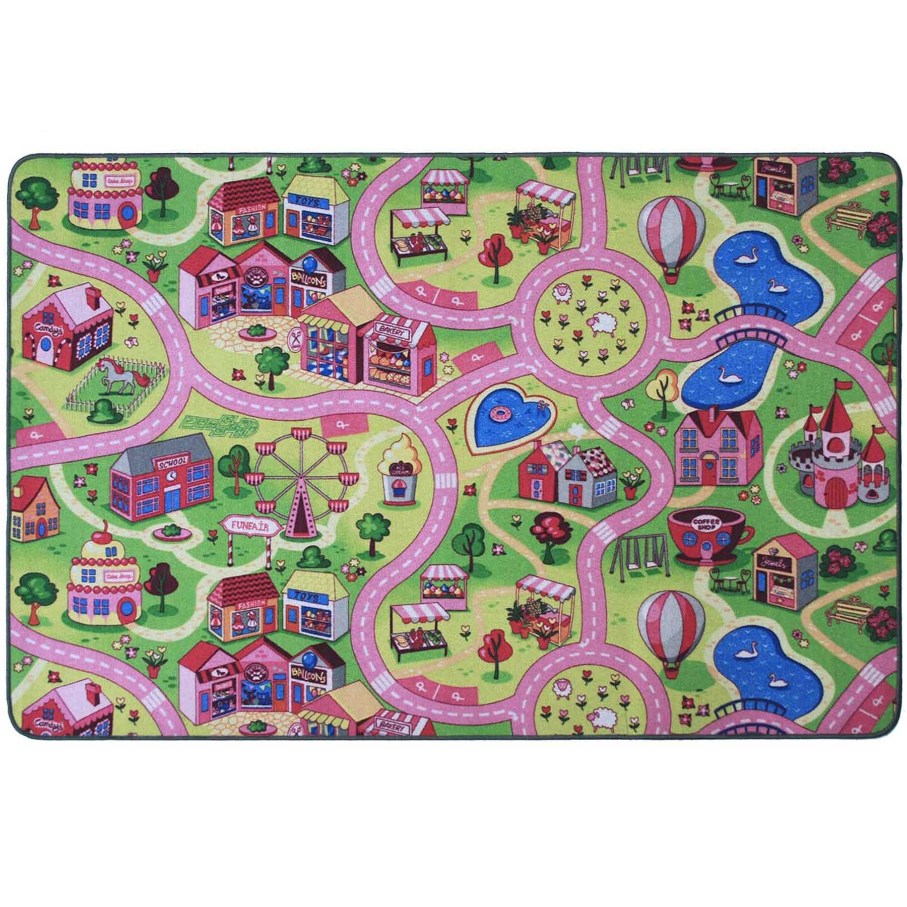 Primaflor Interaktiver Kinderteppich - 160 x 200 cm, Sweet City, Made in Europe mit Straßenmotiv, Hochwertiger Straßen-Teppich für Kinderzimmer, für Jungen & Mädchen
