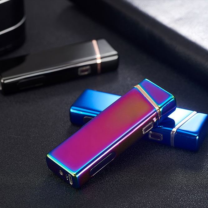 Encendedor eléctrico recargable multicolor resistente al viento miniatura 7
