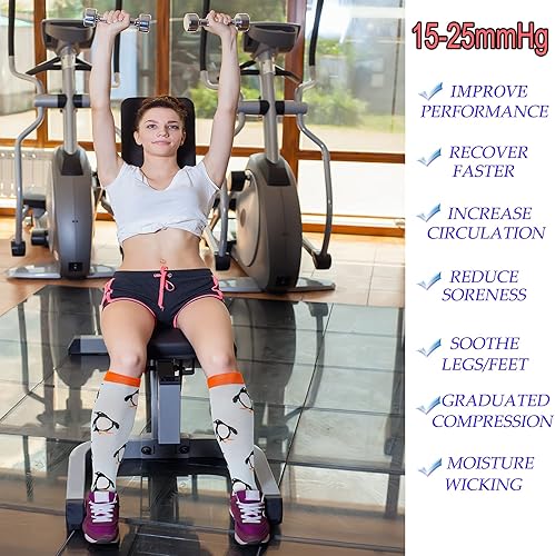 Miniatura 2 de 4 Pairs Compression Socks for Women & Men, Support Compression Sock 20-30 mmHg for Nurses, Pregnancy, Flying, Running,Travel