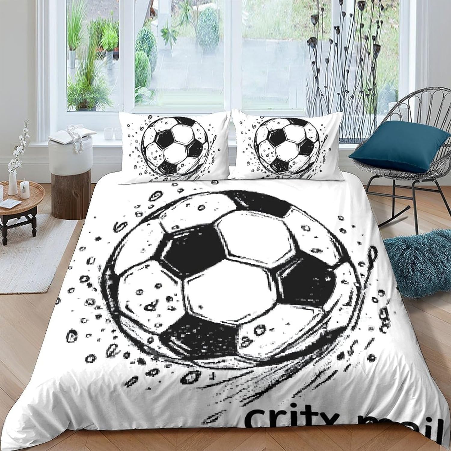 Parure de lit sports pour chambre d'adolescent thème football housse 220x240 cm