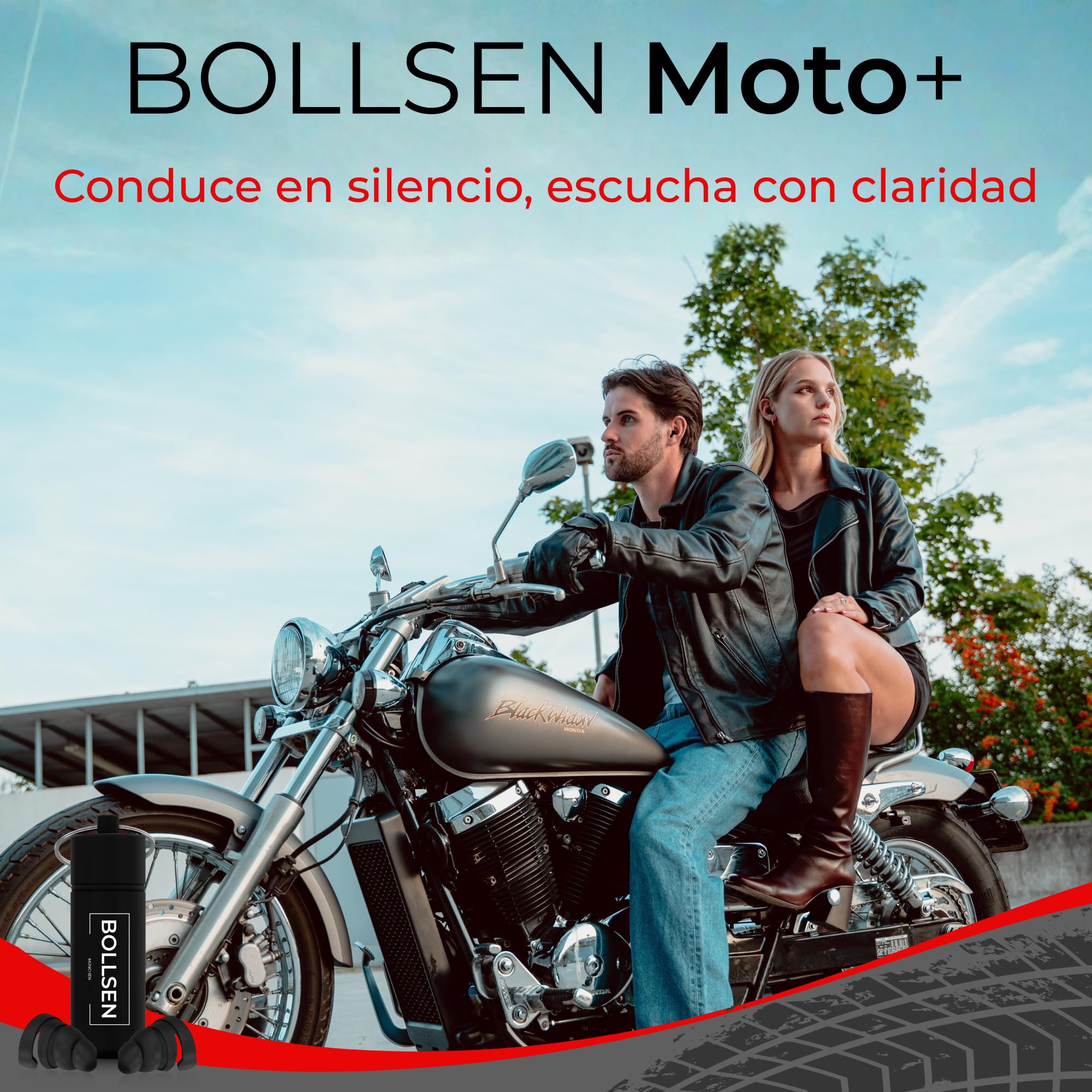 BOLLSEN Tapones para Moto – Tapones Reutilizables para Motoristas – Reducción del Ruido del Viento con 24 dB SNR – Se Ajustan Bajo el Casco – Lavables, Duraderos y Cómodos para el Uso Diario (3)
