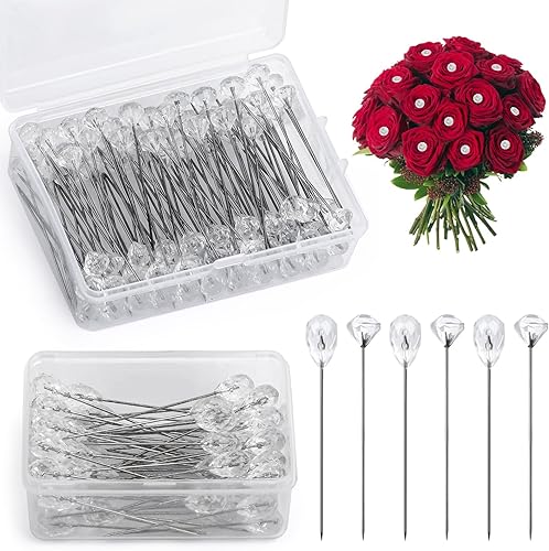 150 alfileres de ramilletes, alfileres de flores, alfileres de diamantes de imitación de diamante, alfileres de cabeza recta para decoración de ramo