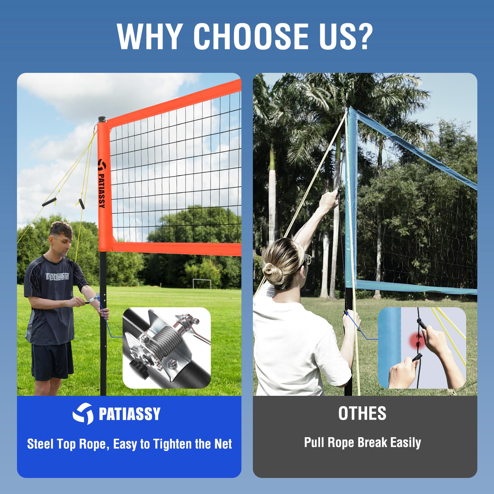Amazon | Patiassy プロフェッショナルバレーボールネット 裏庭用 調節