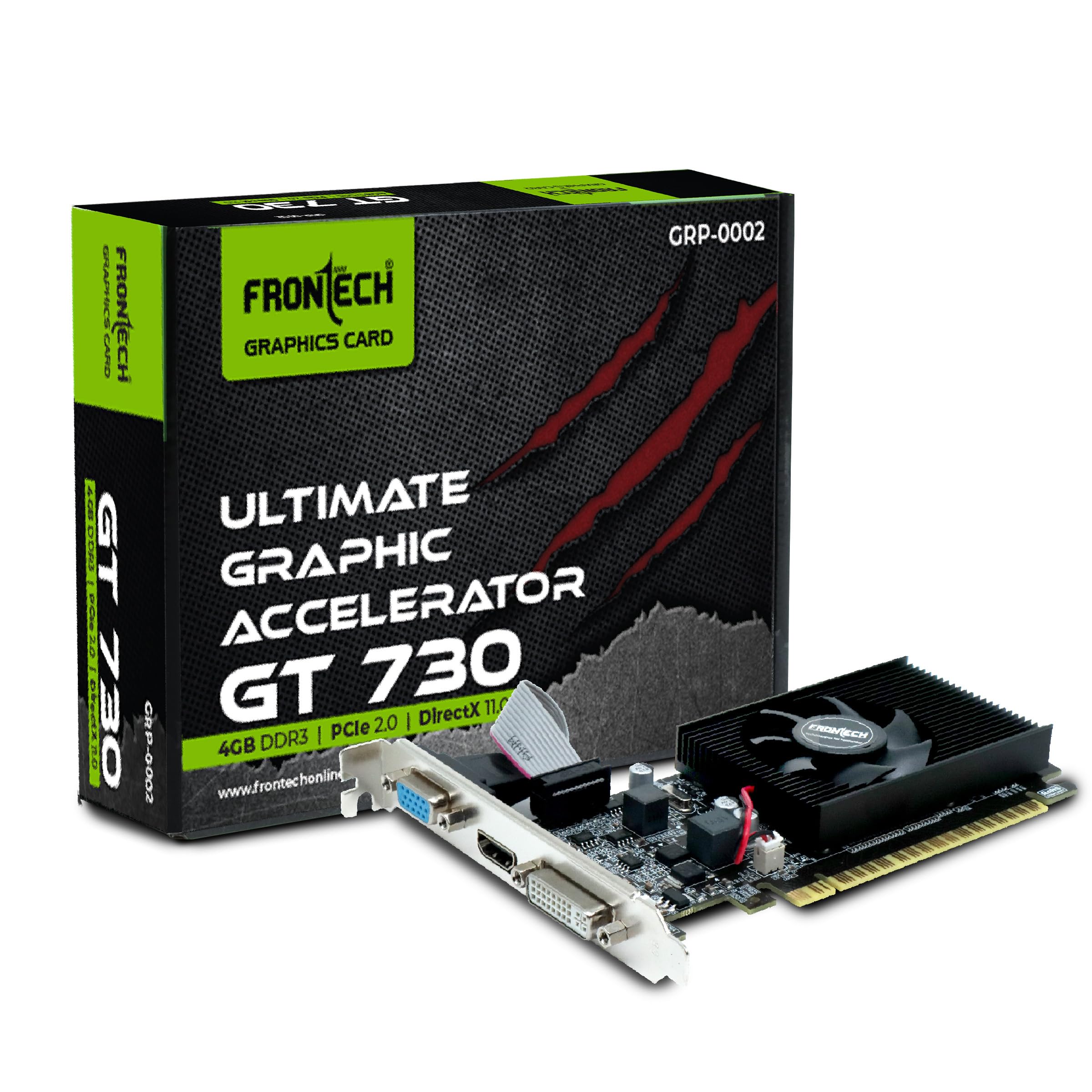 FRONTECH GT730-4GD3 Graphics Card with 4 GB DDR3 64 BIts PCI Express RAM, Quality Gaming Graphics Card, Single Cooling Fan, 3 Years Warranty (GRP-0002, Black)