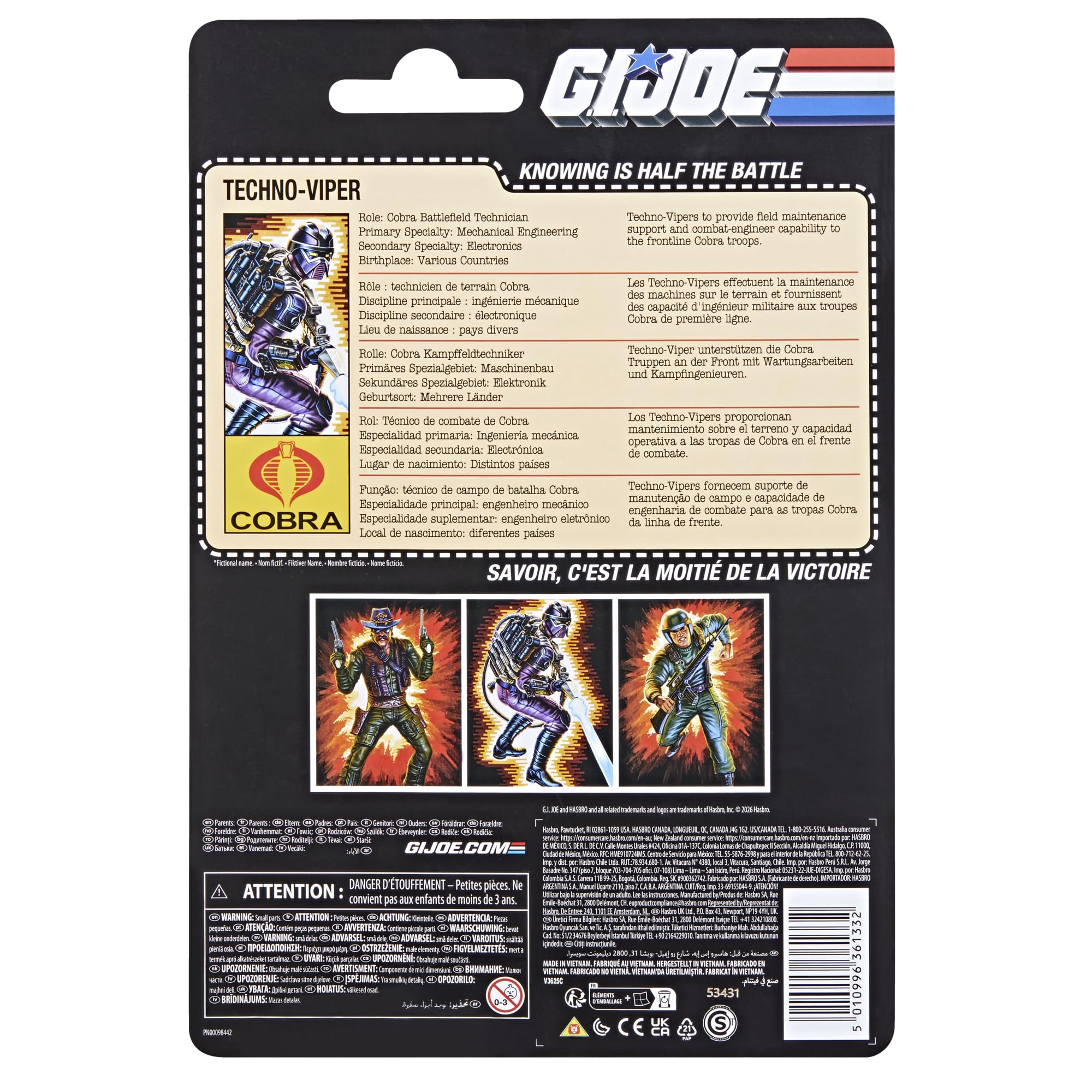 G.I. Joe Classified Series Retro Cardback Techno-Viper, Sammlerstück, 15,2 cm Actionfiguren-Set mit 8 Zubehörteilen