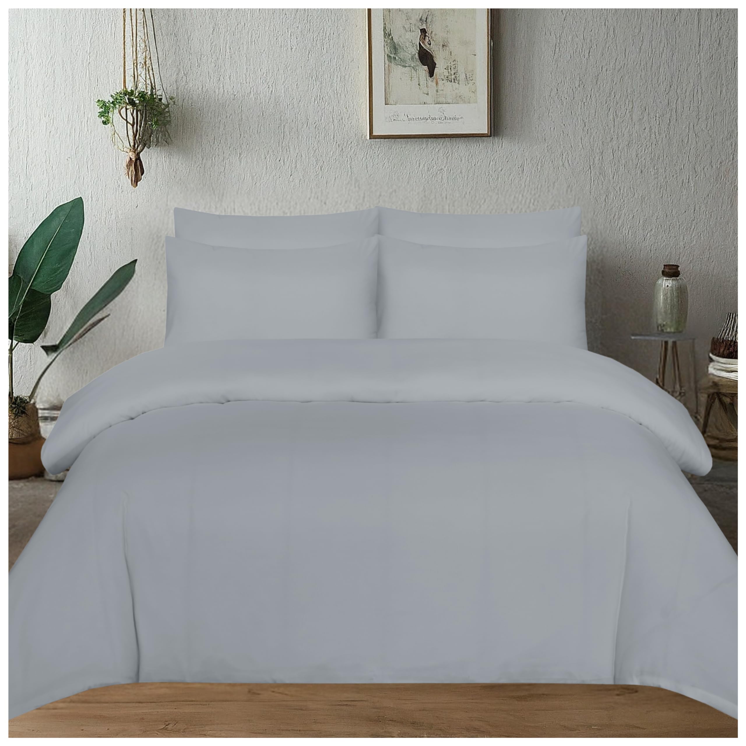 J.din Light Gray Super King Duvet Cover Sets Light Grey - Soft Brushed Microfiber