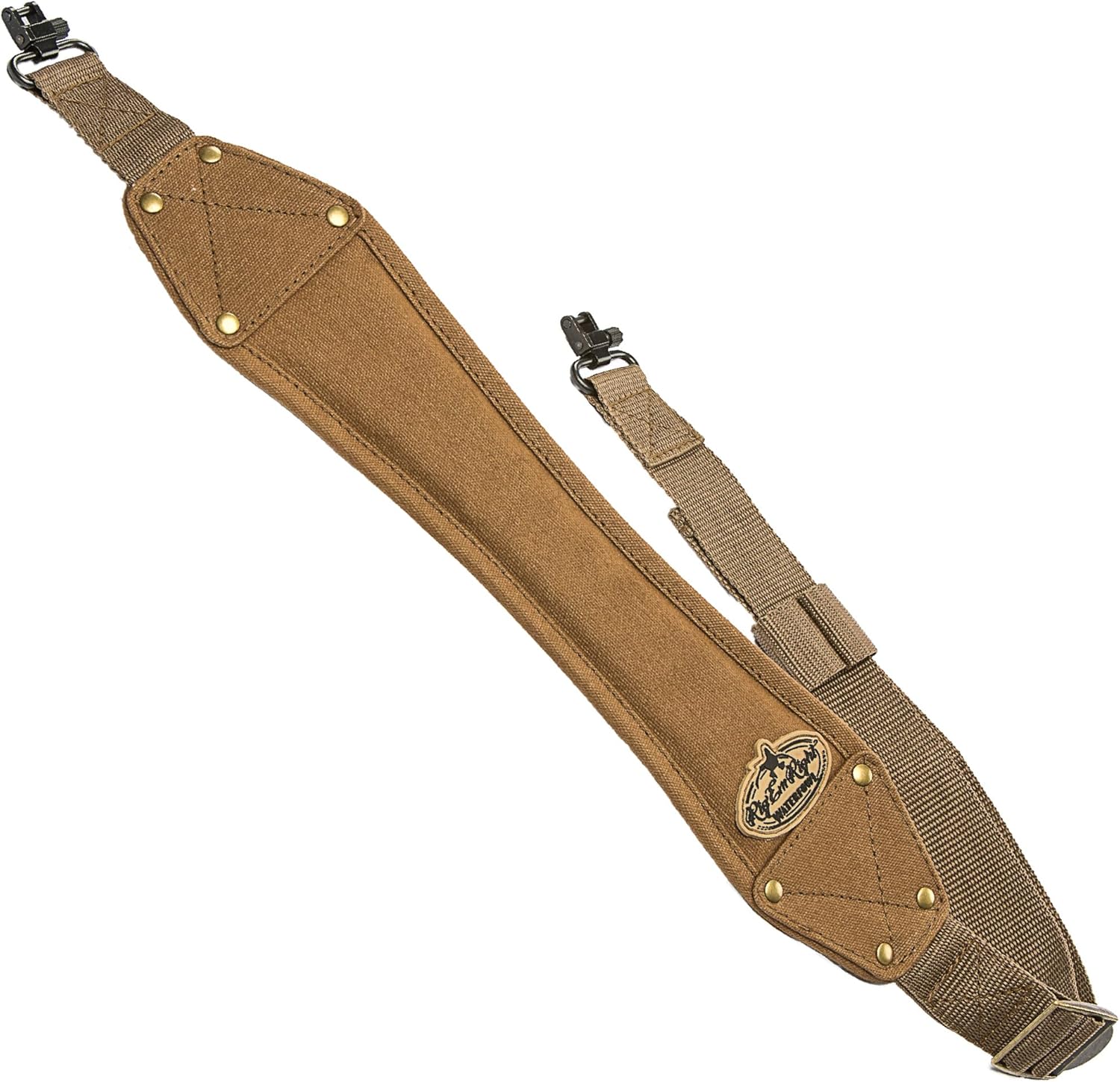 Rig'Em Right Waterfowl High Brass Classic Non-Slip Gun Sling with Brass Rivets and Cinch Buckle - Universal Metal Gun Clips Included