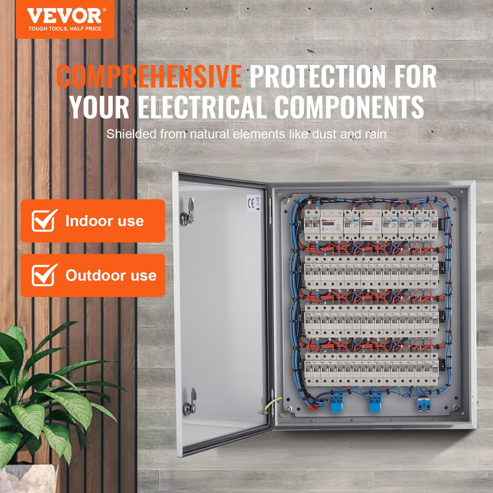 VEVOR Caja Eléctrica de Acero Inoxidable Gabinete Eléctrico 60x50x20cm IP66 Caja Impermeable Montada en Pared con Placa de Montaje Bisagra de Bloqueo para Equipos Electrónicos Eléctricos al Aire Libre