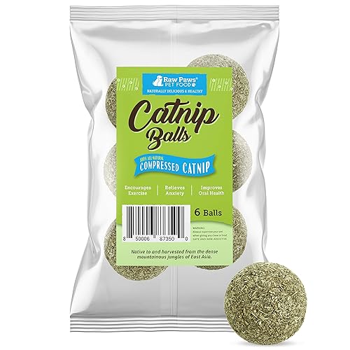 Raw Paws Catnip Balls for Cats, (6-Count) - Interactive Cat Toy for Indoor Cats - Cat Nip Licking Balls