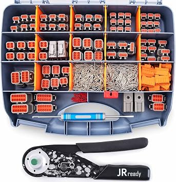 JRready ST6332-DT1 Deutsch DTM Connector Kit, 2 3 4 6 8 12 Pin Gray Connector, New-DT1 Deutsch Crimper, Size 20 Solid Contact 16-22AWG, Removal Tool, Seal Plug, Waterproof Automotive Connectors