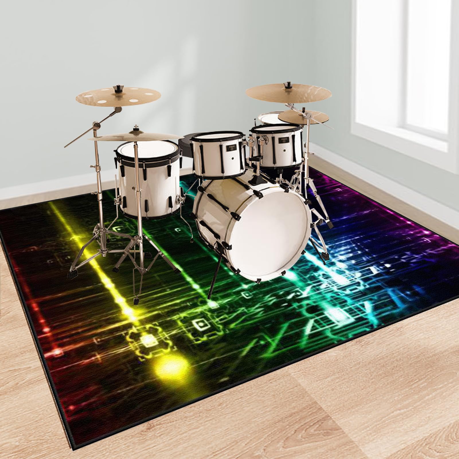 Tapis de Batterie Acoustique Insonorisant - Tapis pour Batterie et Percussions - Tapis de Tambour - Tapis pour Batterie Electronique - Anti Bruit Instruments de Musique Tapis de Sol 140 x 100 cm