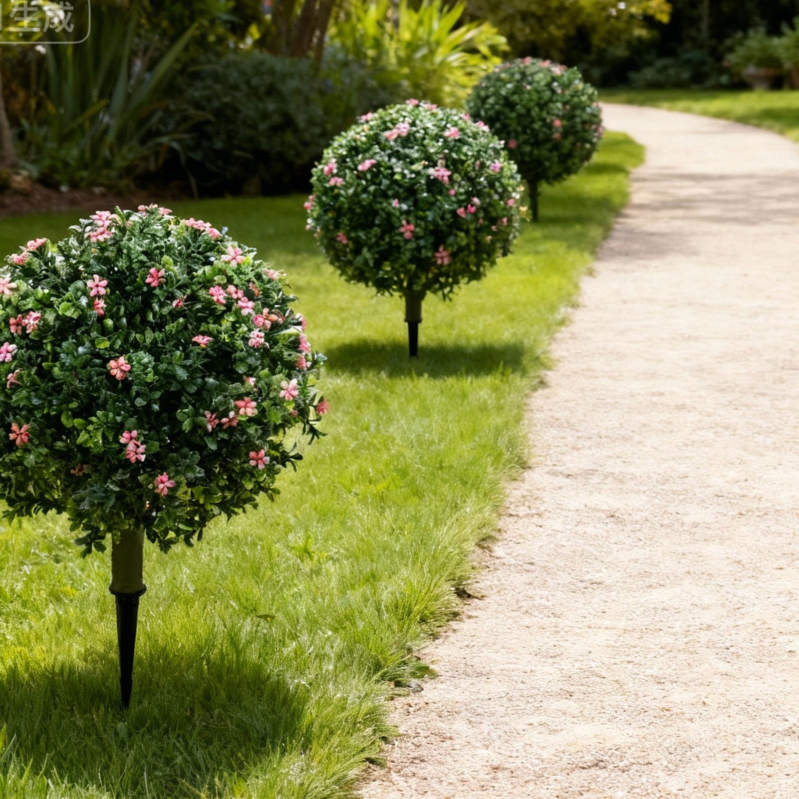 Qcwwy Ornamenti da Giardino Cespugli di Arbusti Simulati Realistici in Pollici con Fiori Rosati Pianta Sempreverde Finta con Paletto per Portico da Giardino Decorazioni per Interni Ed Esterni