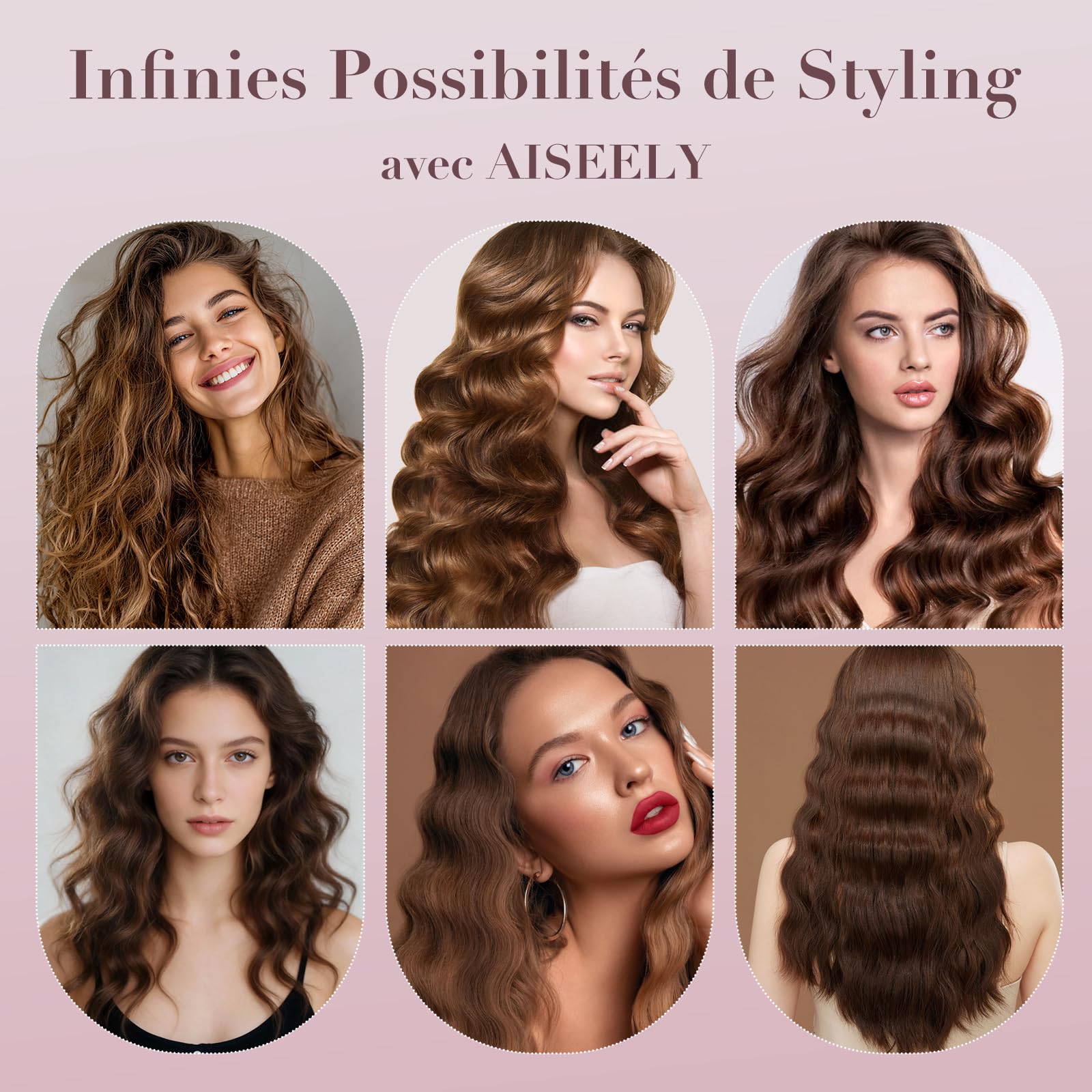 AISEELY Boucleur a Cheveux 3 Tete, 32MM Fer à Friser-Grandes Boucles, 4 Températures Réglables, Anti-Brûlure, Convient aux Débutants,Fer a Friser Boucler pour Cheveux Longs Courts, Styliseur de Vagues