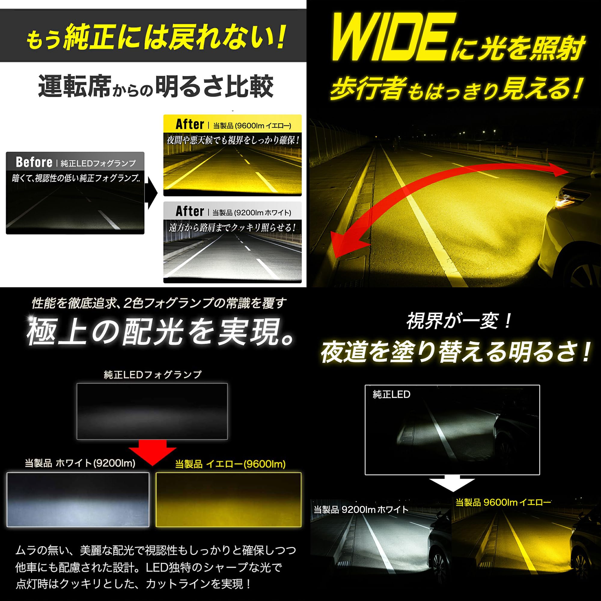 Amazon.co.jp: VELENO LED Fog Lamp H8/H11/H16 Compatible, 2-Color