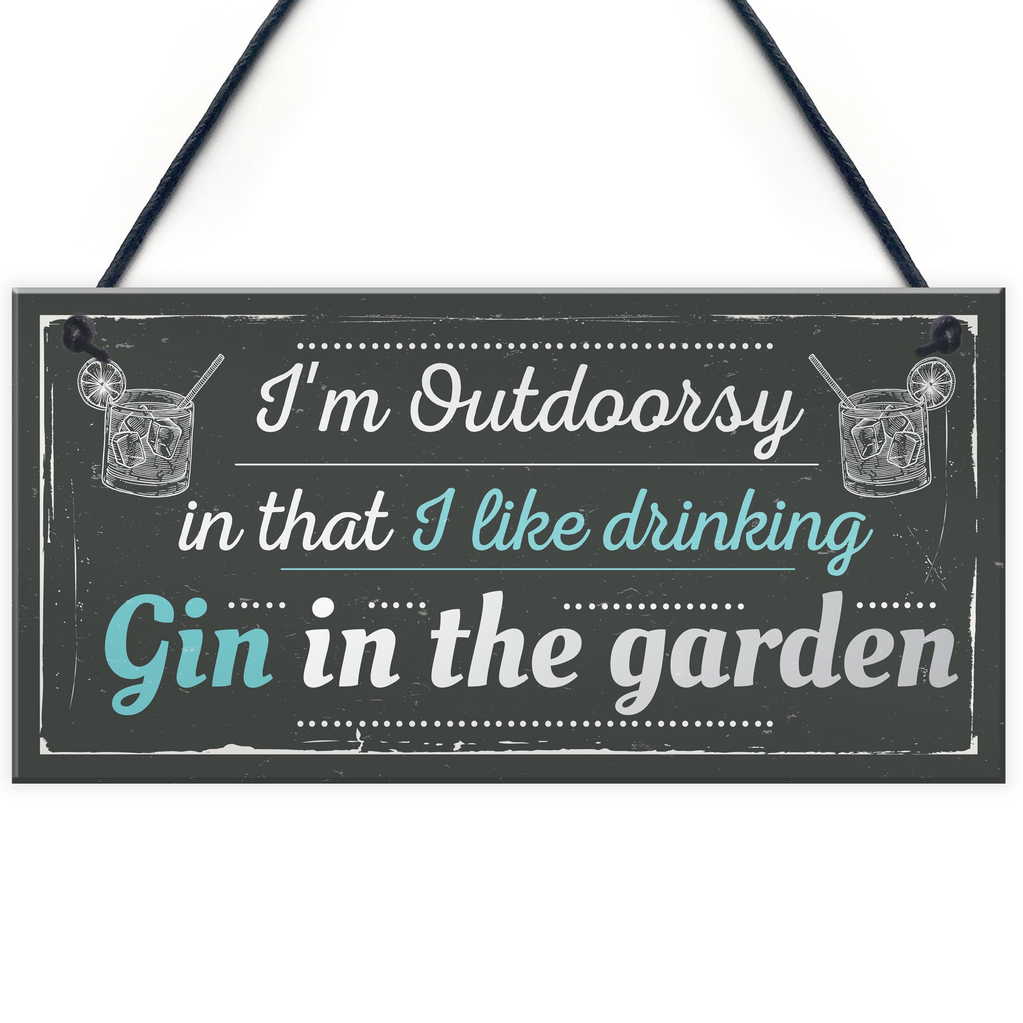 Red Ocean Drinking Gin In The Garden Gin & Tonic Hanging Funny Alcohol Vintage Sign Party Gift Garden Shed
