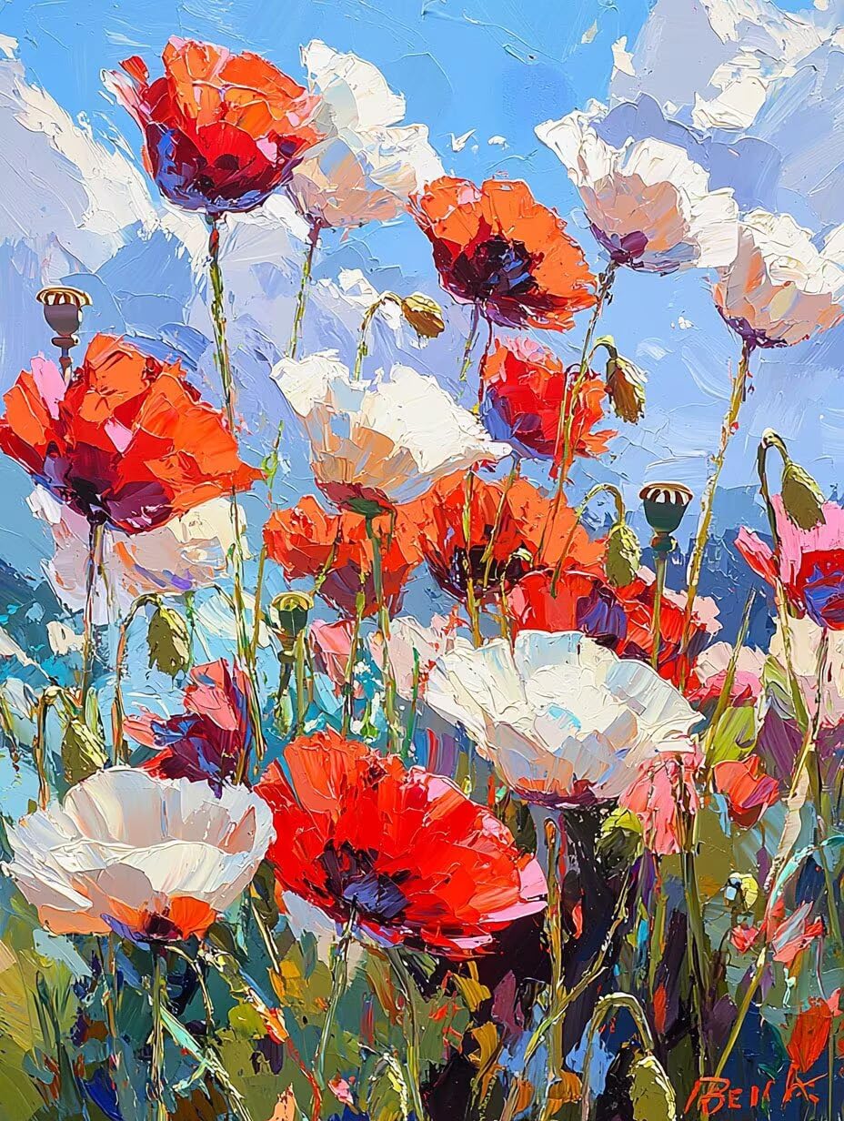 WEISHIWE Papavero rosso Dipingere con i Numeri per Adulti, 70x90cm a-348 | Paint by Numbers Kit con Pennelli e Acrilico Pigmento, Fai da te Olio La Pittura di Numeri Kit, Decora la Casa, senza Cornice