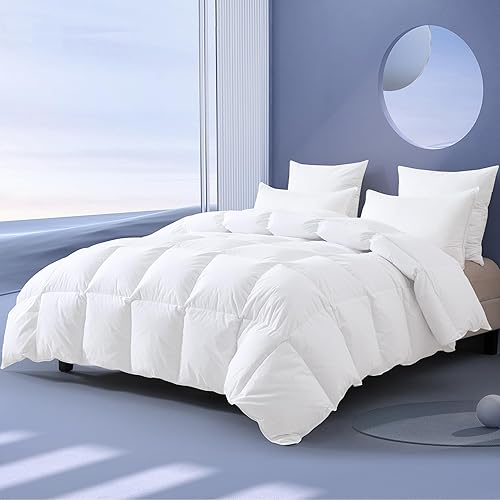Miniatura 2 de Ousidan Edredón de plumas tamaño Queen  Relleno de edredón suave para todas las estaciones  Lujoso edredón de cama de hotel, funda a prueba de