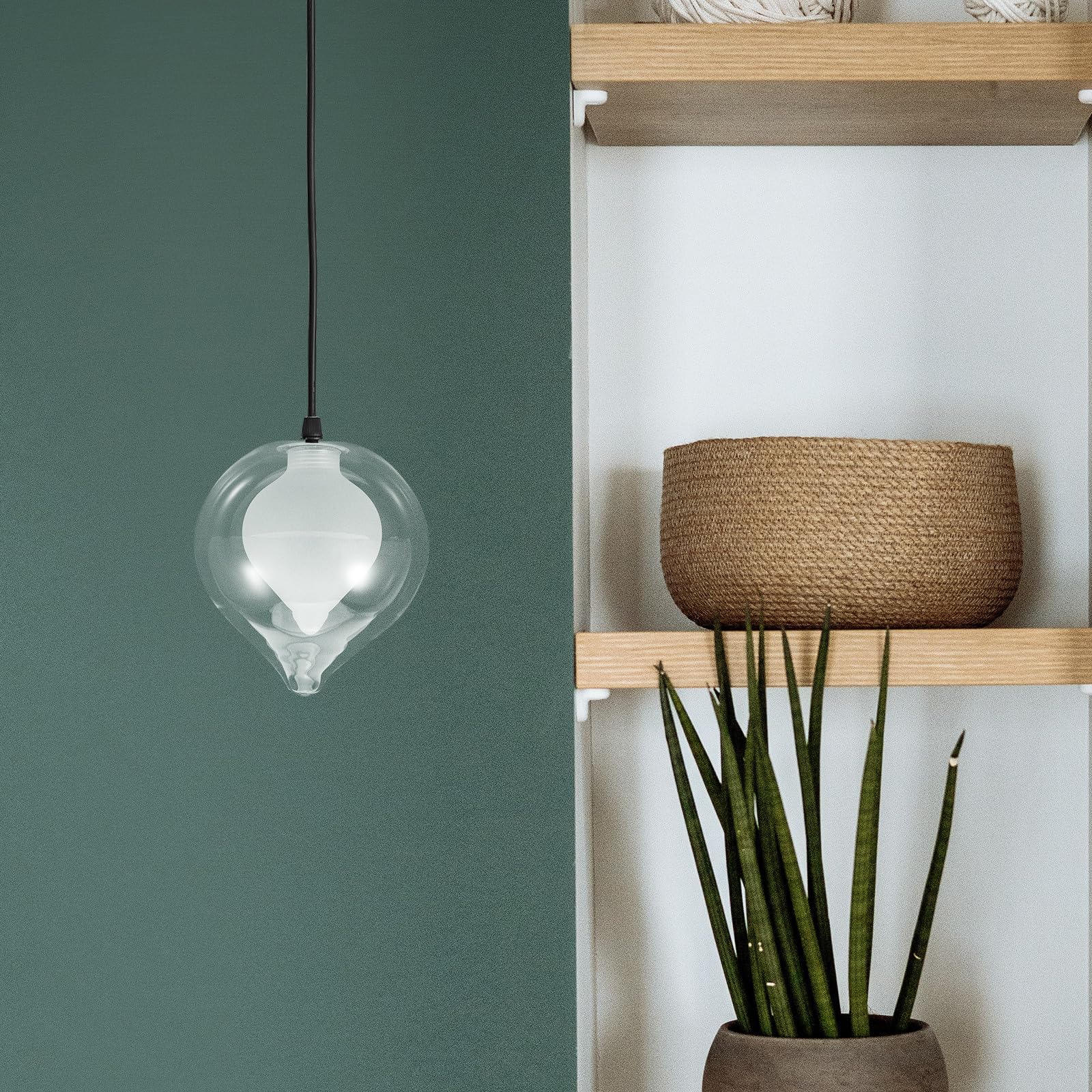 KOMBIUDA Klosz do lampy wiszącej z przezroczystego szkła - dwuwarstwowa osłona lampy G9 - abażur ścienny do żyrandola 2,2 cm/0,87 cala, otwór na podłogowe, poprawiający nastrój w jadalni, 4,72 x