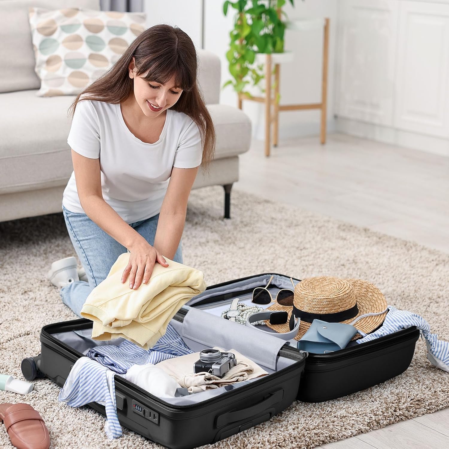 Nazhura Luggage Set, 3-Piece Hardside Suitcase Set, 20-inch Carry On, 24-inch, 28-inch Luggage - Image 8