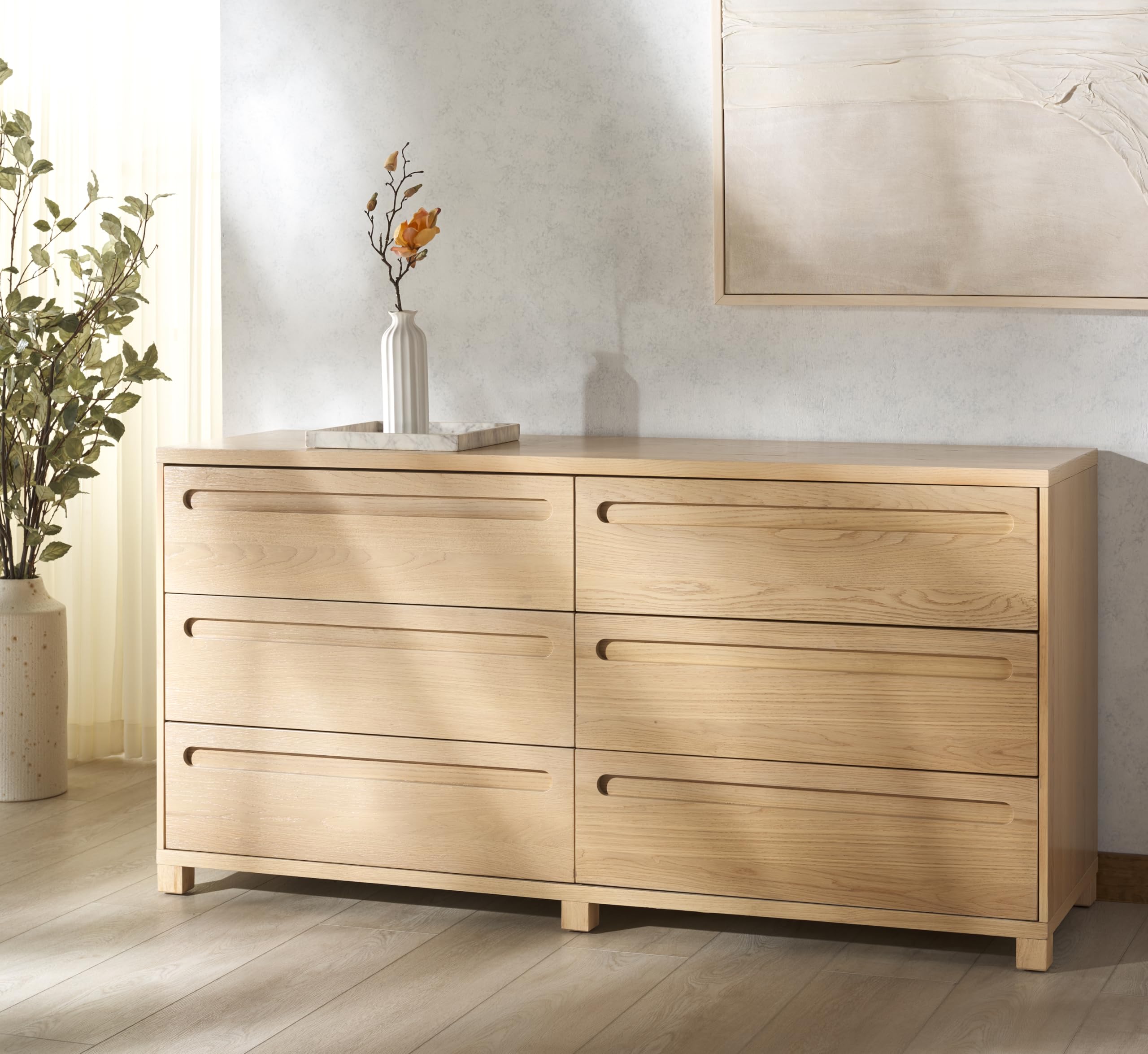 Amazon.com: SAFAVIEH Couture Collection Tobiette Oak 6-Drawer Dresser  (Fully Assembled) : Home & Kitchen