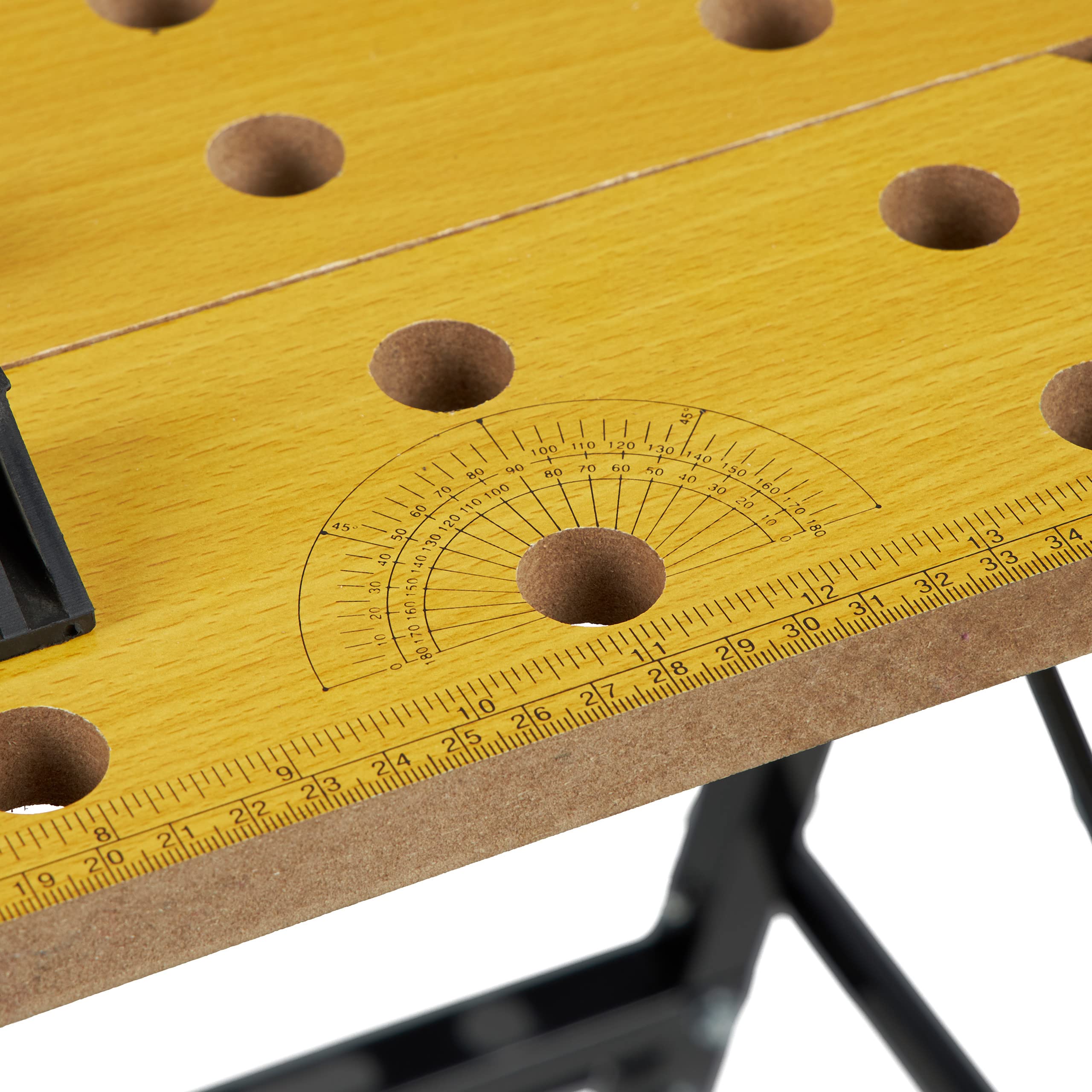 Relaxdays Banco da Lavoro Officina, Tavolo Pieghevole, Fino 100 kg, 4 Ganasce di Blocco, 75,5x56,5x62 cm, Naturale Nero