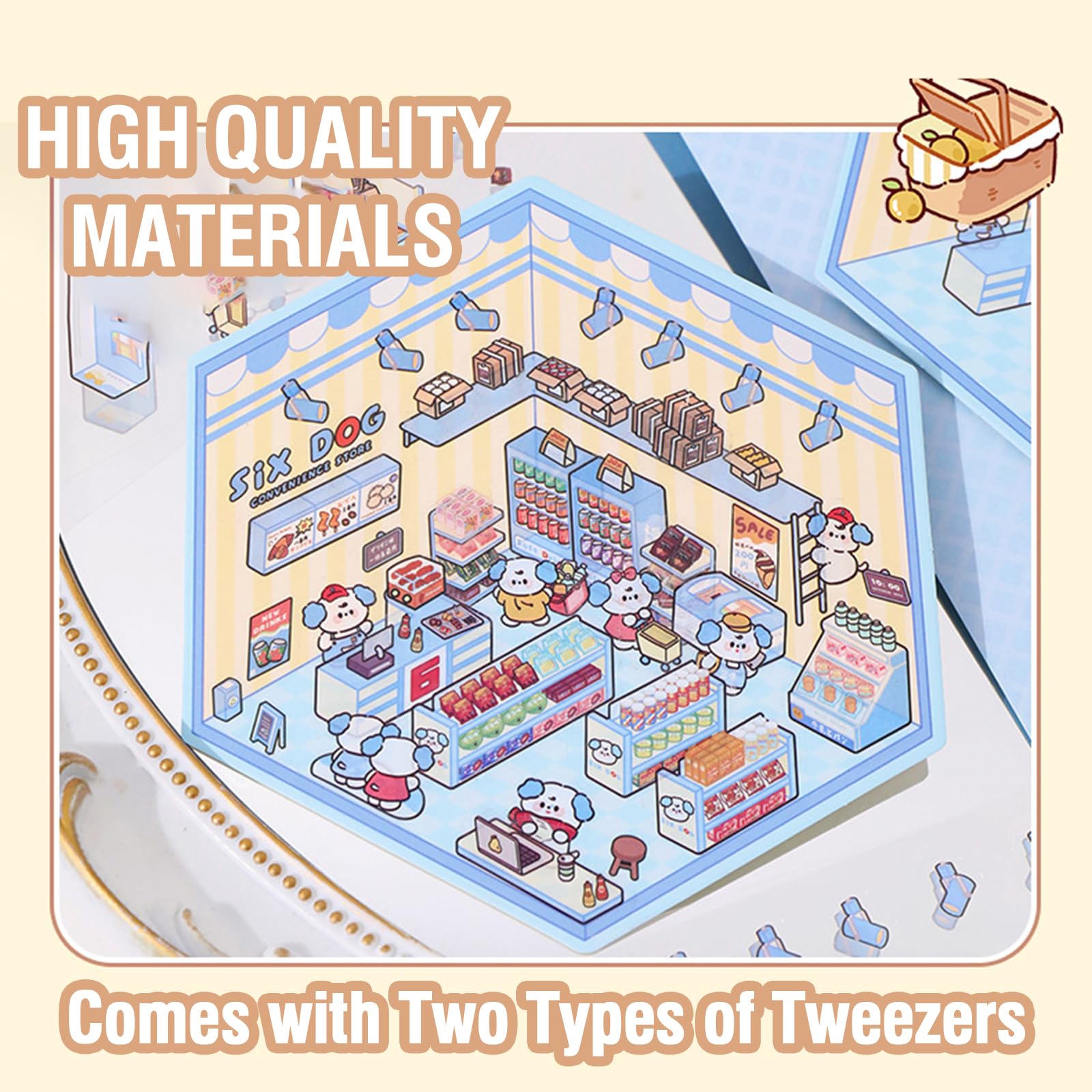 2 juegos de calcomanías 3D para decoración creativa, bonitas calcomanías para hacer tu propia tienda de casa para regalos (azul) — view 3