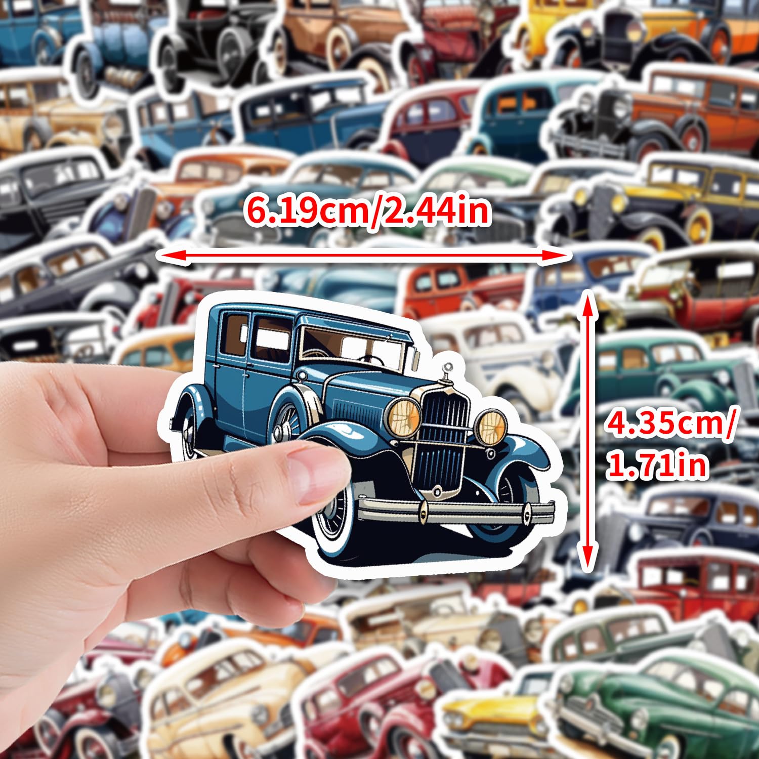 Classic Car Stickers for Laptop (100 PCS),Gift for Children Teens Adults Girl Boys,Waterproof Stickers for Water Bottle,Cartoon Vinyl Stickers for Scrapbook,Skateboard,Bike,Phone,Dairy - Image 3