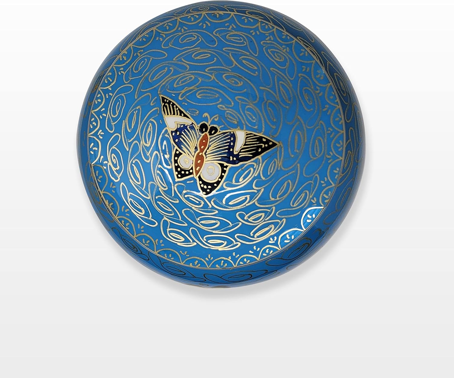 Butterflies on Rose Floral Cremation Urn - 100% Handcrafted Adult Funeral Urn - Solid Affordable Large Urn for Human Ashes, (Blue)