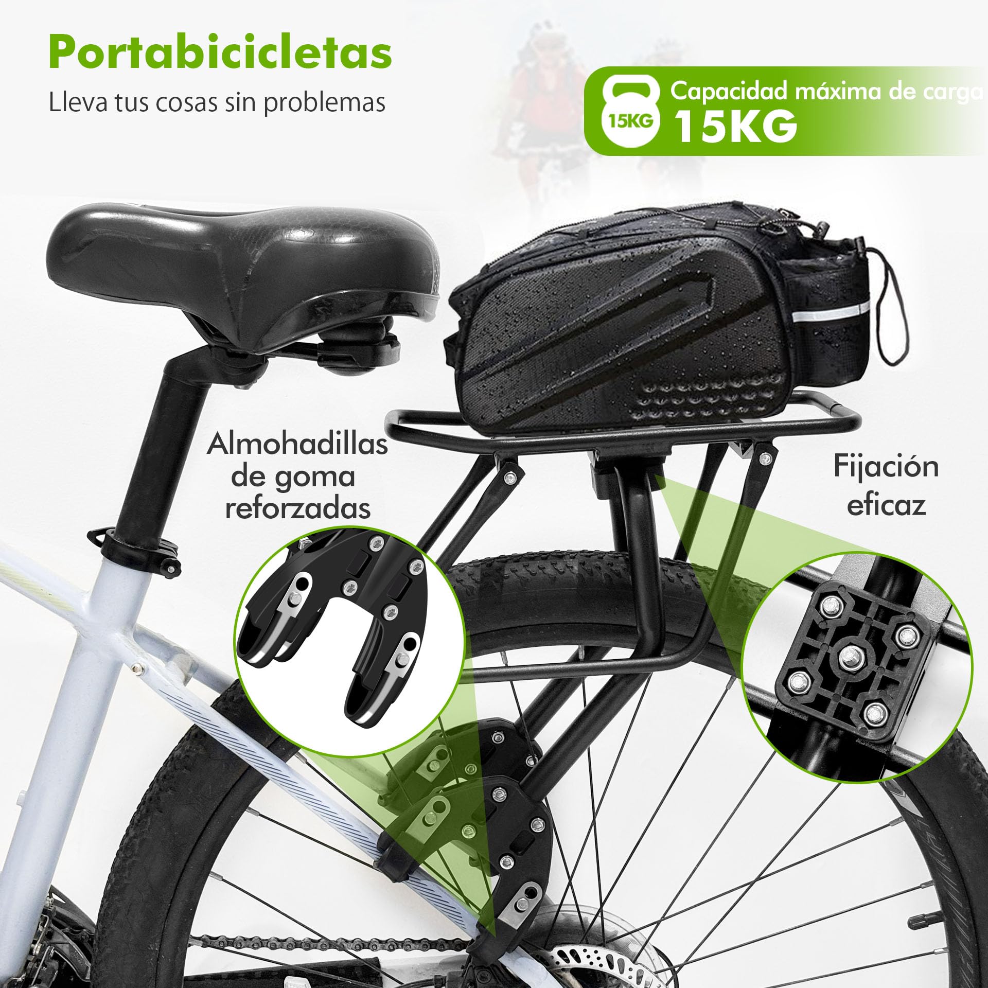 Mimoke Portaequipajes de bicicleta de aluminio – Universal para bolsas, cestas y paquetes, ruedas de 20 – 29 ″