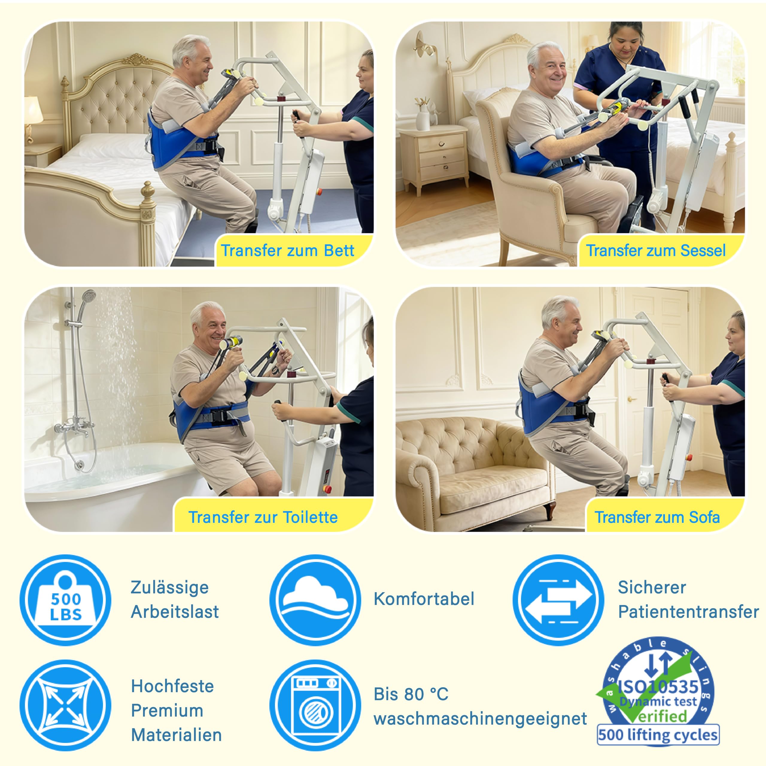 EZ Assistive Sitz-Stand-Hebehilfe – gepolsterte Hebegurt mit Rückenstütze, kompatibel mit den meisten Sitz-Stand-Hebesystemen und Mobilitätshilfen (M)