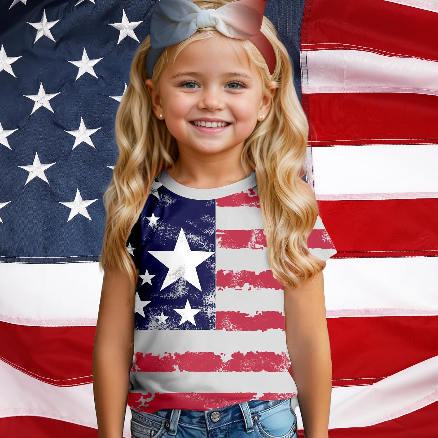 4th of July Shirts Toddler Girls Boys American Flag Shirts Kids Patriotic Independence Day Outfit 5-12 Years - Image 2