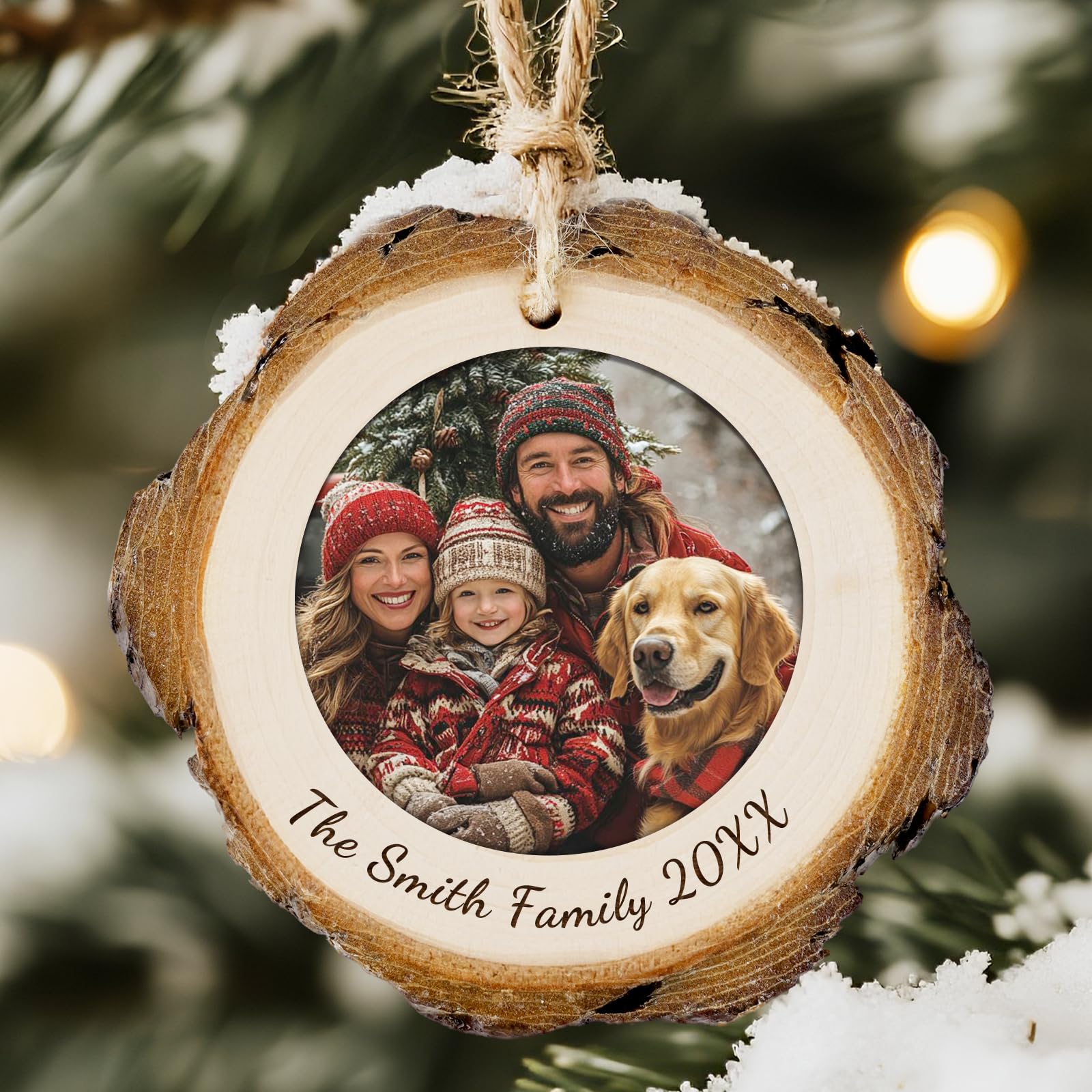 ALBK Personalised Christmas Bauble Decorations with Photo - Personalised Family Christmas Tree Wooden Decorations, Custom Xmas Bauble 2025 Gifts for Mom Dad Family Kids Friends — image 1
