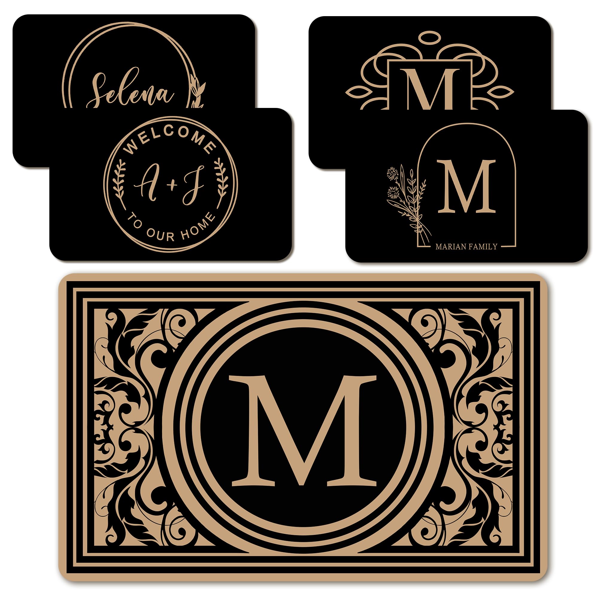 Coolenious Personalized Door Mat - Custom Welcome Mat with 6 Designs for Front Door