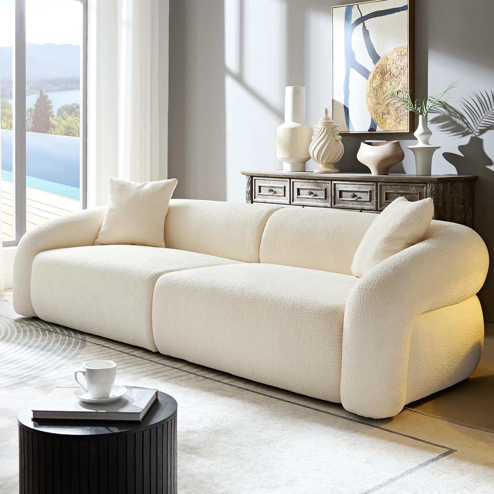 HAMORE 103.5" Modern Sectional Sofa Couch,Modular Curved Sofa,Durable Fabric Upholstery,Solid Wood Frame,Comfortable High-Density Sponge,Perfect for