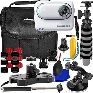 Ultimaxx Advanced Insta360 GO 3 Action Camera Bundle (64GB) - Includes: 1/4” Screw Adapter for Action Cam Mounts, Mini Metal Dolly, 2X Buckle Mounts, Floating Bobber Handle & More (25pc Bundle)