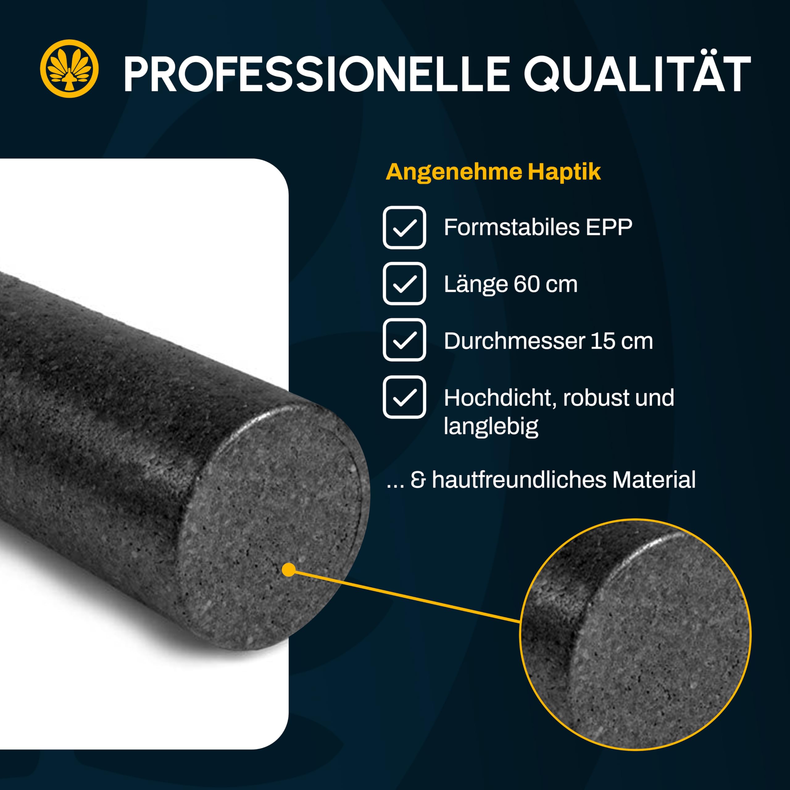 Oliver – Faszienrolle PRO 60cm zur aktiven Behandlung von Muskeln, Verspannungen & Triggerpunkten – Massagerolle für funktionales Training & zur Selbstmassage – Fitnessrolle für Rücken & Beine