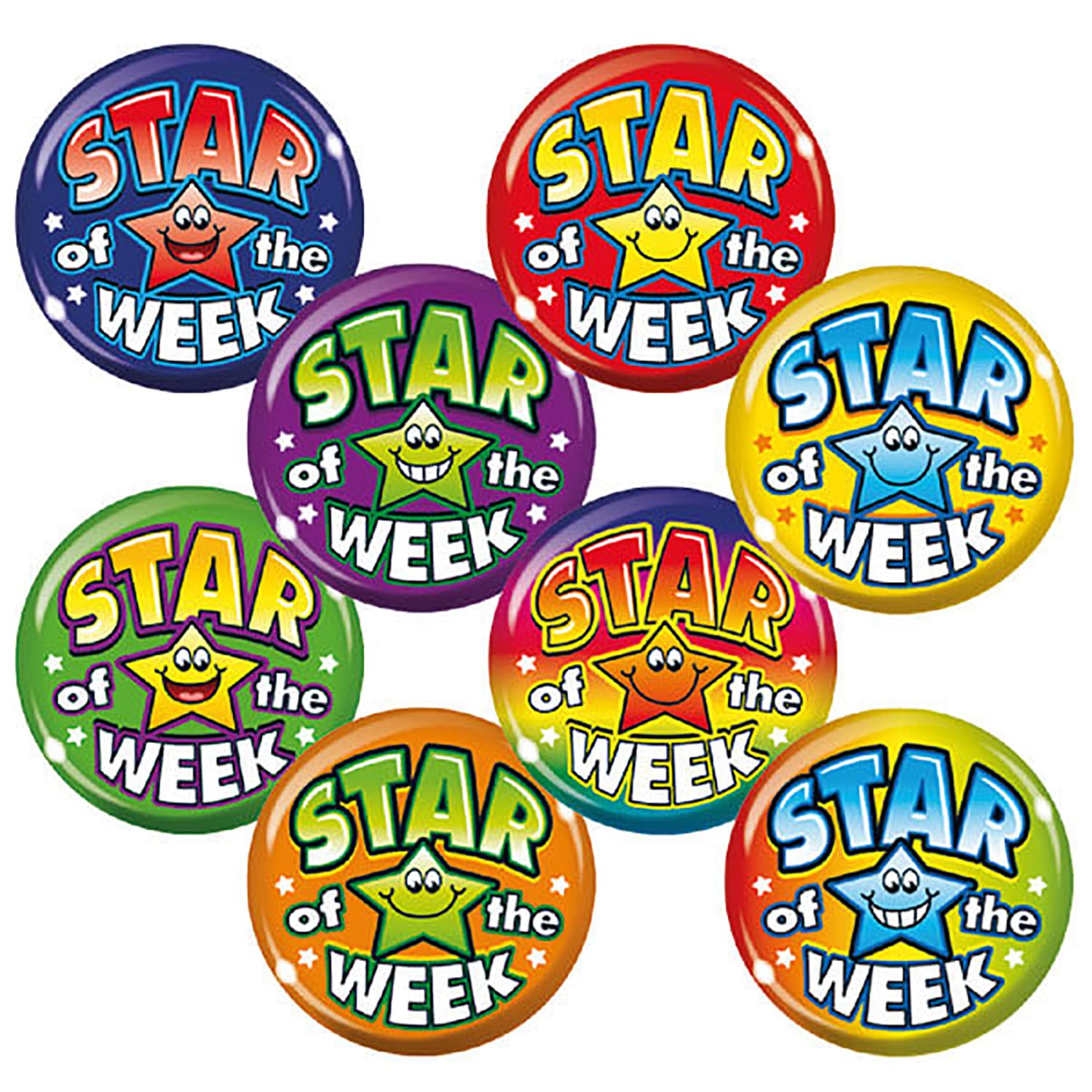40 Star Of The Week Award Pupils Motivational School Praise Teachers Reward Badges 38mm Brainwaves Primary Teaching Services