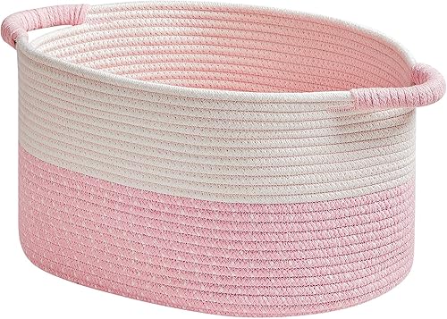 Miniatura 8 de Cestas de almacenamiento para organizar, paquete de 3, contenedor de guardería de 15 x 10.2 x 9.1 pulgadas con asas, cestas de cuerda de algodón