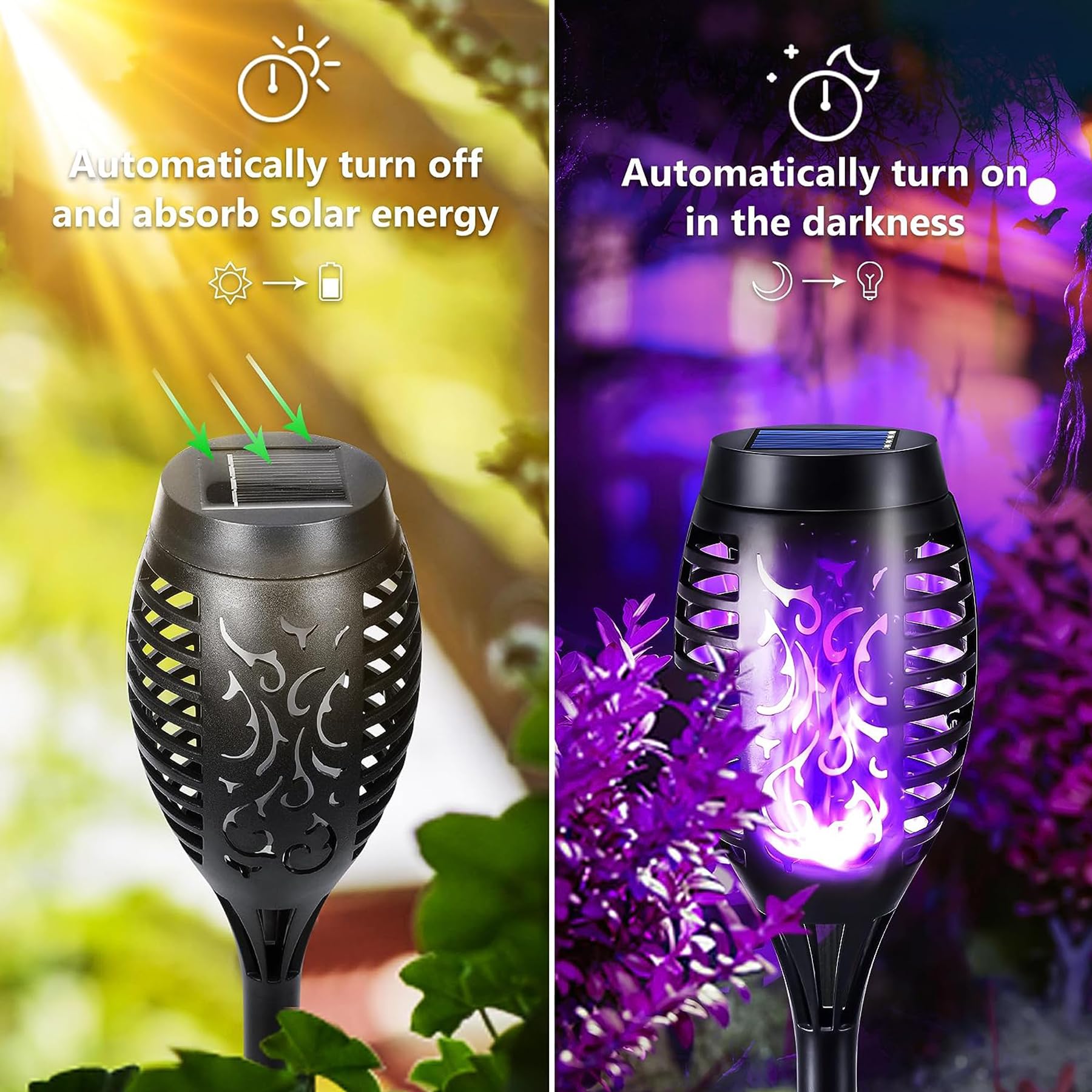Solarleuchten für Außen | Solar-Taschenlampe mit flackernder Flamme für Gartendekoration | Gartenleuchten wasserdichte solarbetriebene Außenleuchten | LED-Flammenfackeln für den Außenbereich Terrasse