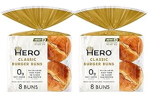 Hero Classic Low Carb Hamburger Buns | 0g Net Carbs, 90 Calories Per Serving