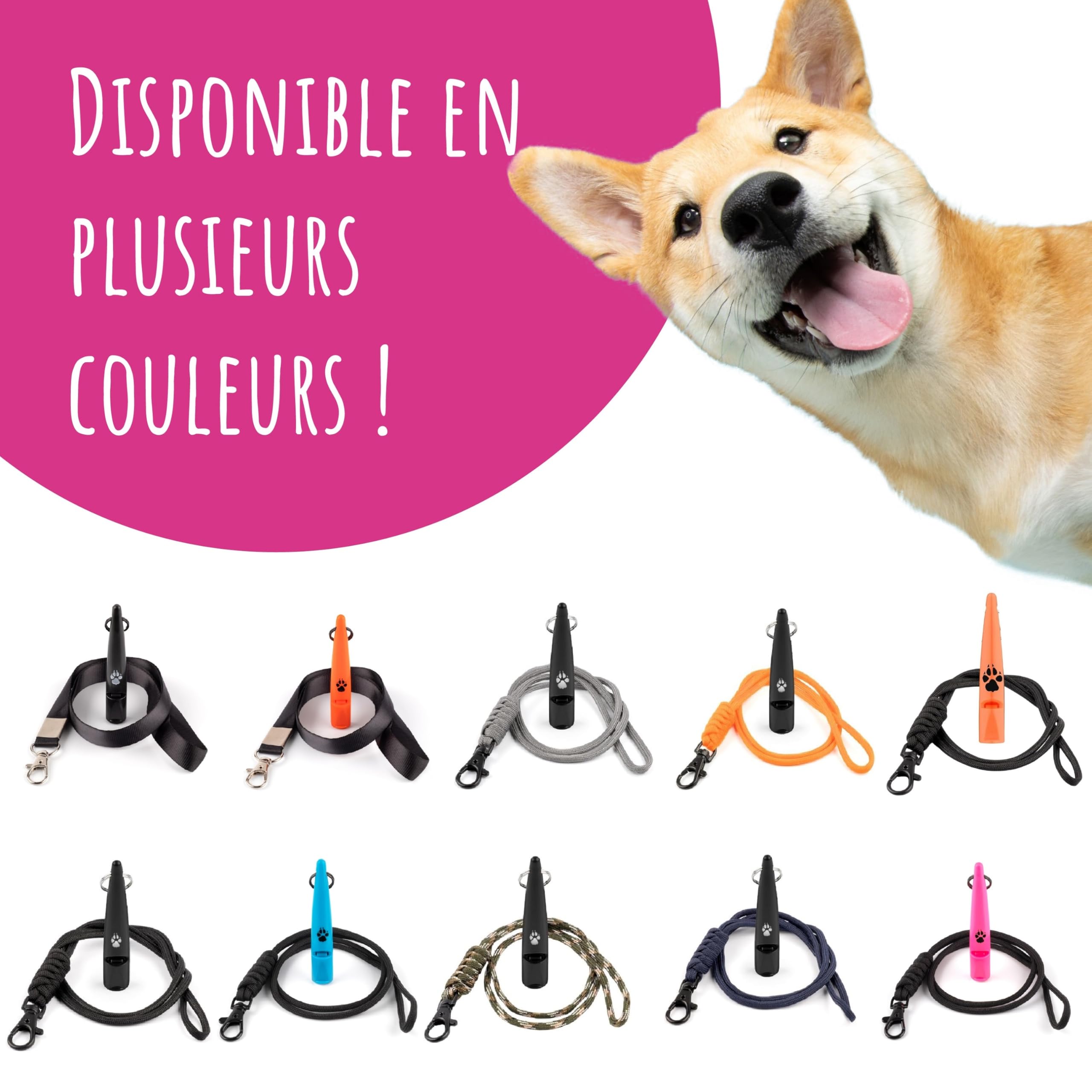 Sifflet d'entraînement pour chiens de chasse TDL avec lanière - Sifflet pour chien avec un ton fort et solide et un son à longue portée - Sifflet de rappel pour chien haute fréquence idéal pour la