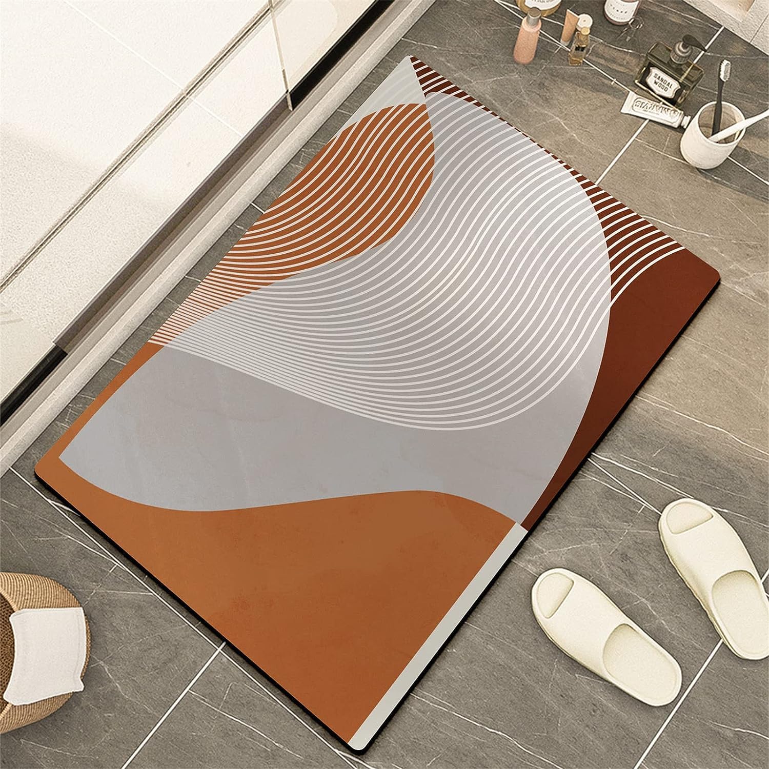 Tappetino da Bagno in Terra di diatomee Morbido, Tappetino in Terra di diatomee Antiscivolo ad Asciugatura Rapida e Assorbente per Cucina e Bagno