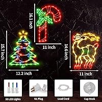 Vista 6 de Luces de silueta de ventana de Navidad de 16 pulgadas, paquete de 3 luces colgantes de ventana de Navidad para decoración de ventanas interiores
