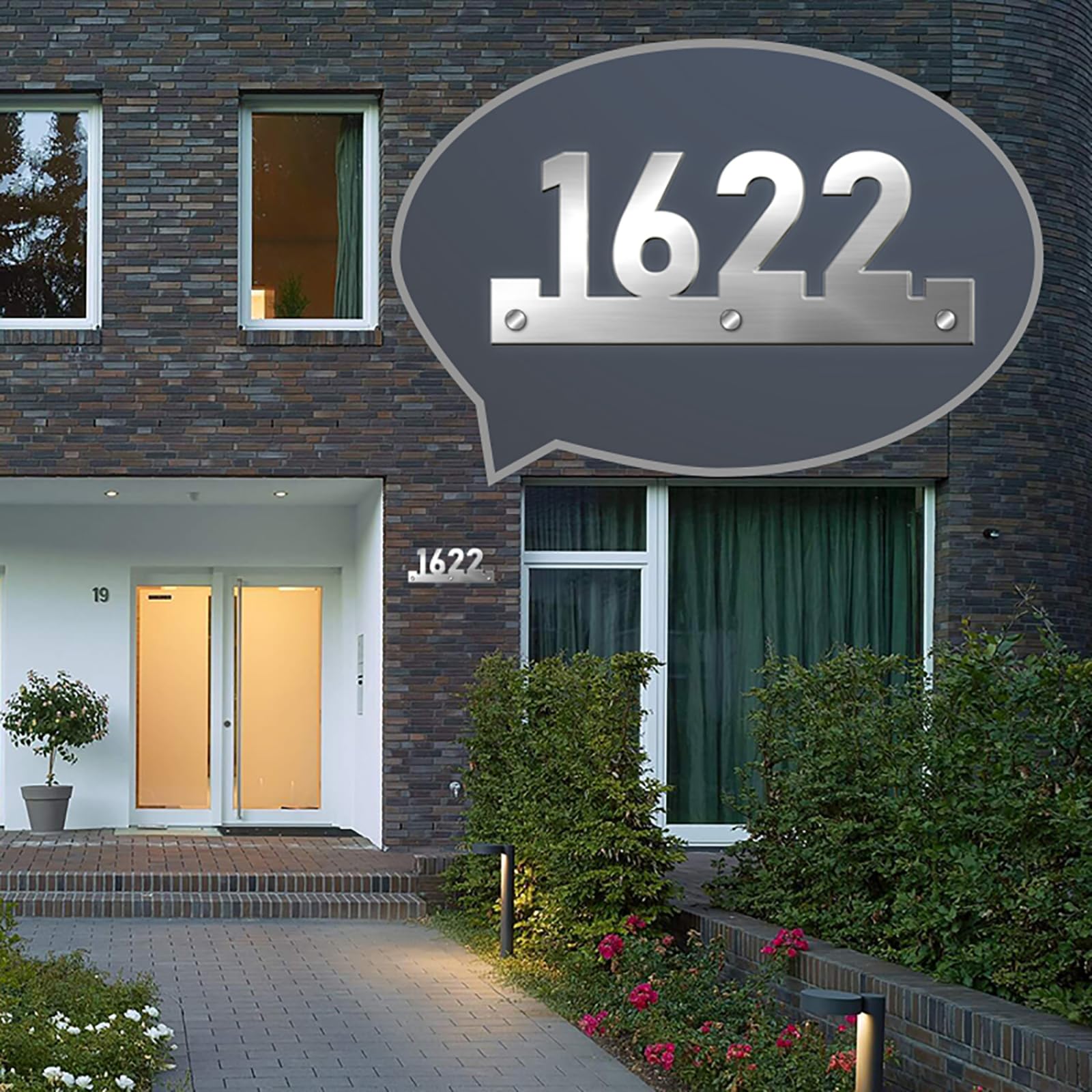Targa Con Numero Civico Personalizzata In Acciaio Inossidabile | Segnale Stradale/indirizzo/casa/numero Personalizzato | Fissaggi Inclusi | Stile Moderno.20CM * 8CM