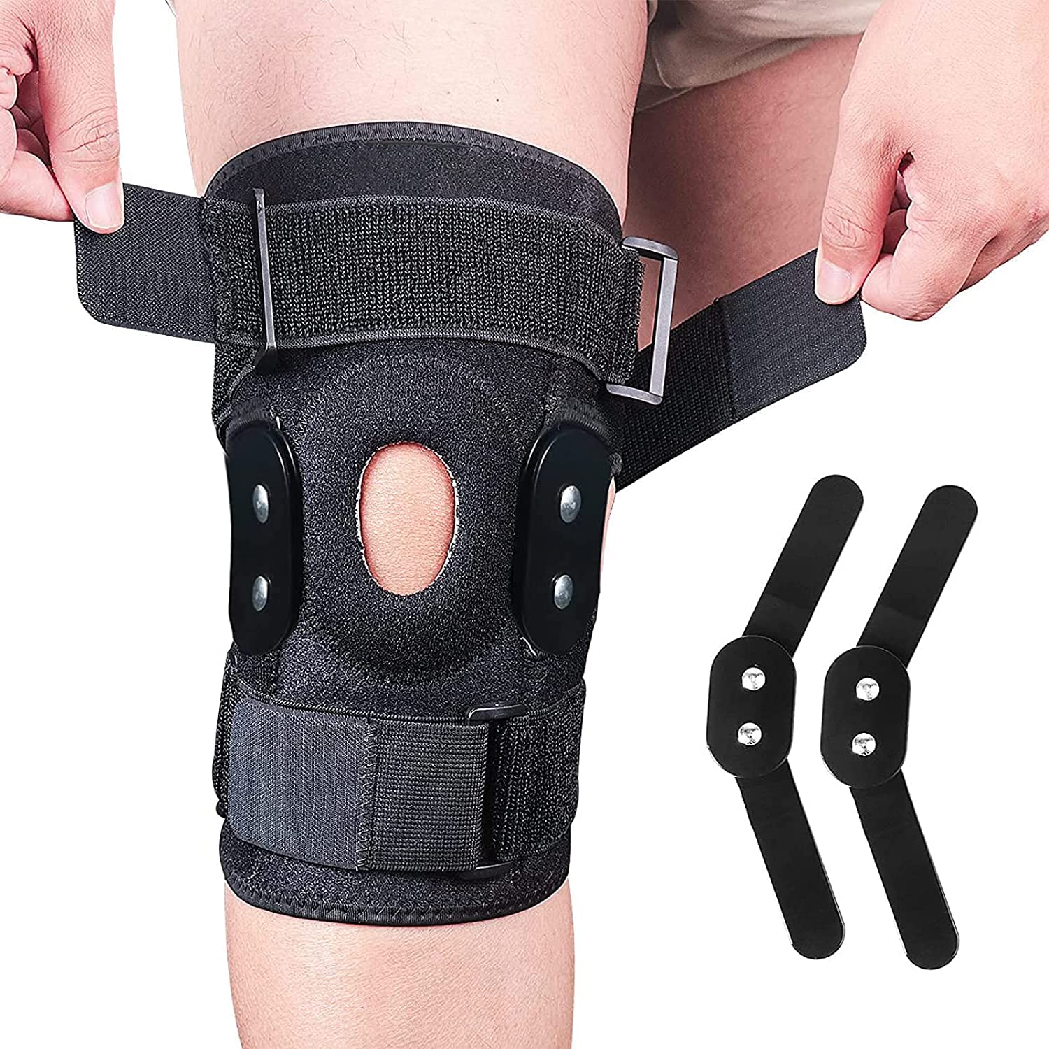 Hinged Knee Brace, Adjustable Knee Support Wrap for Men&Women, Pain Relief Swelling and Inflammation, Patellar Tendon Support Sleeve for Helping Relieve Strains, Sprains, ACL and MCL Injuries