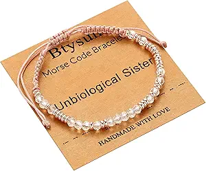 Btysun Morse Code Bracelets for Women Christmas Gift Stocking Stuffers for Teens Pink Braided Bracelets Inspirational Best Friend Birthday Gifts for Her High School Graduation Gifts for Her 2025 Mom Bracelet Jewelry